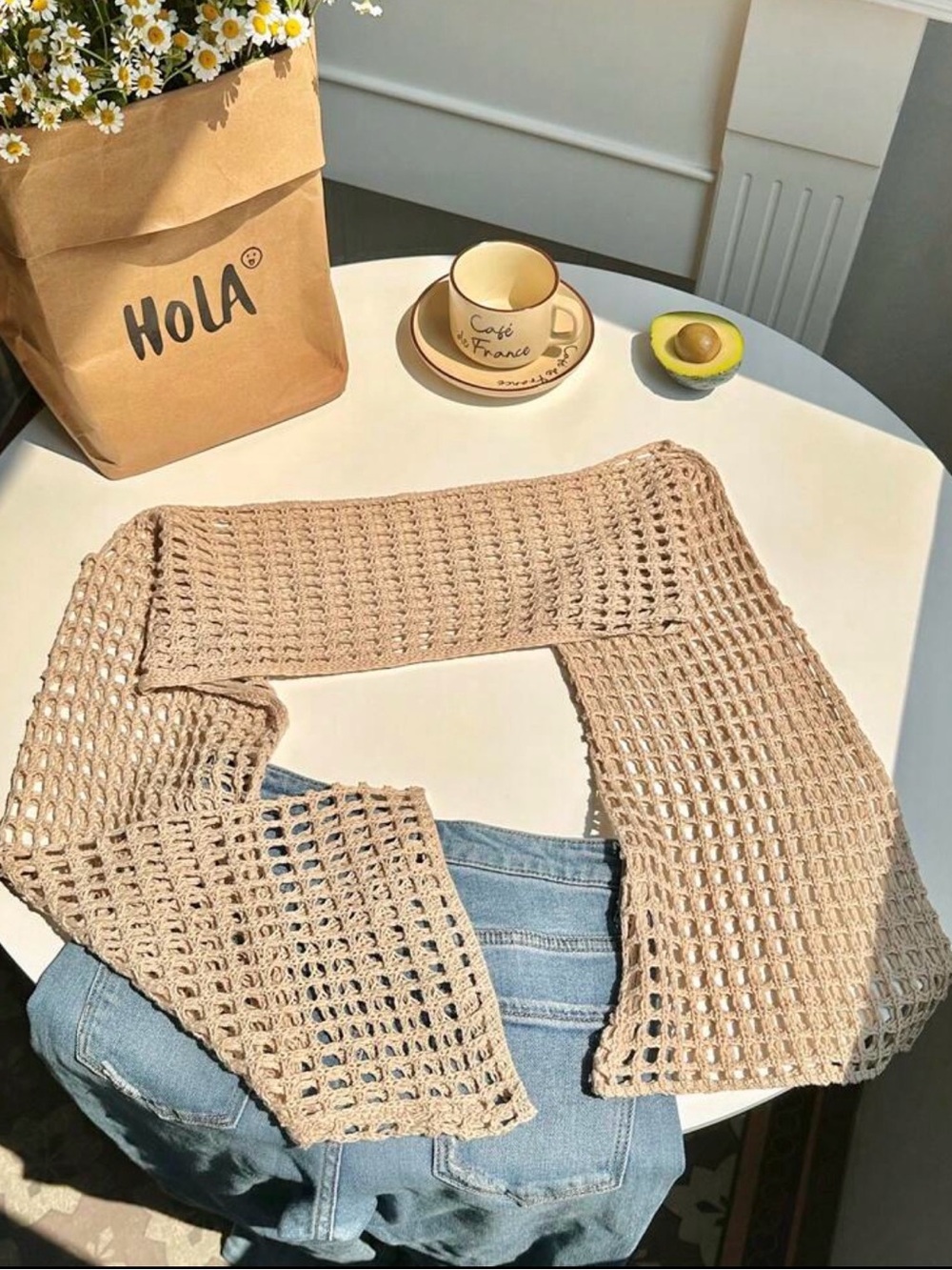 Cropped knitted sweater